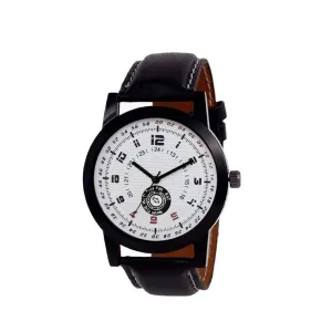 1808 Unique & Premium Analogue Watch White Print Multi colour Dial Leather Strap (Watch 8)