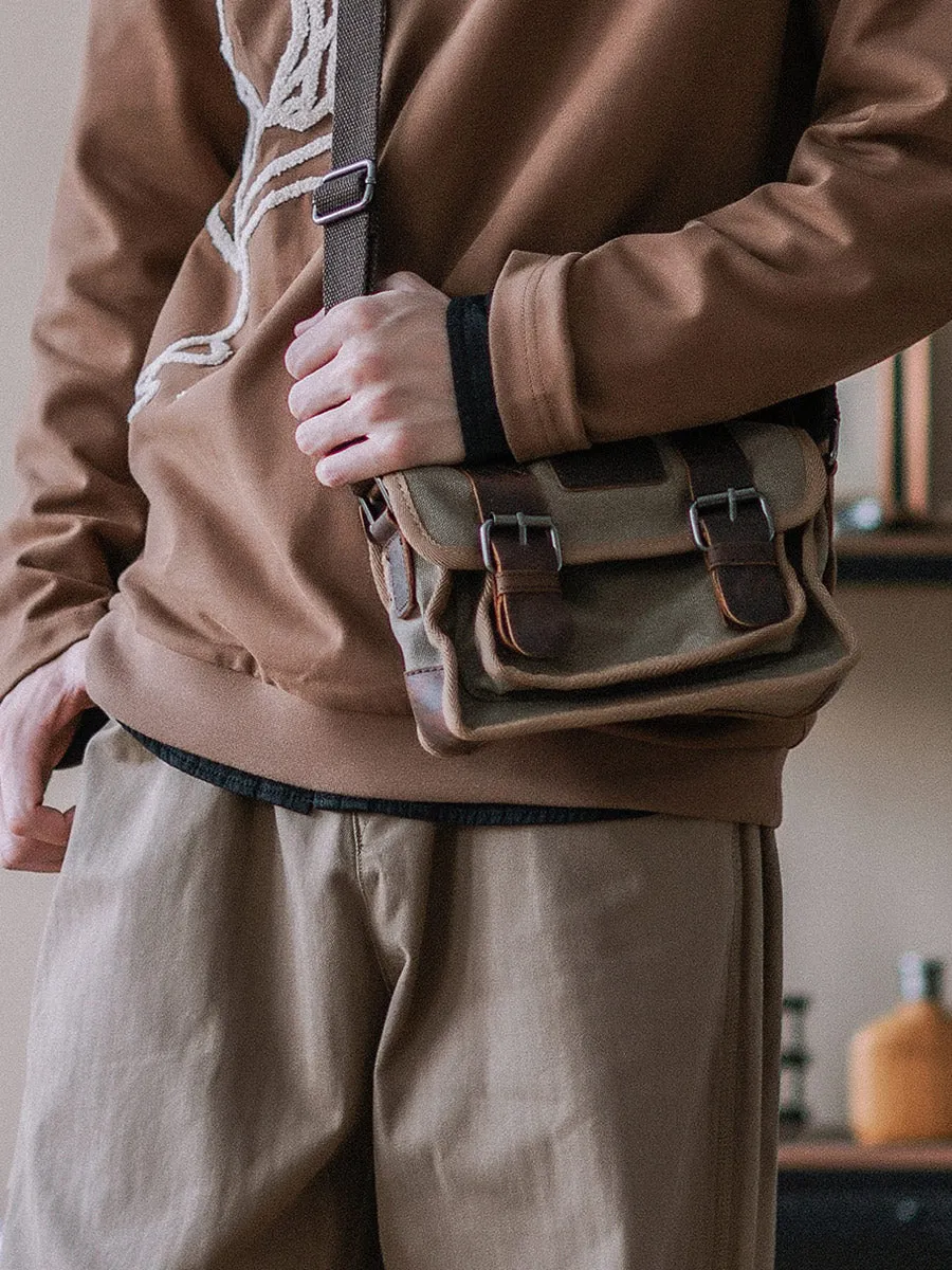 ARMY GREEN CANVAS MESSENGER BAG