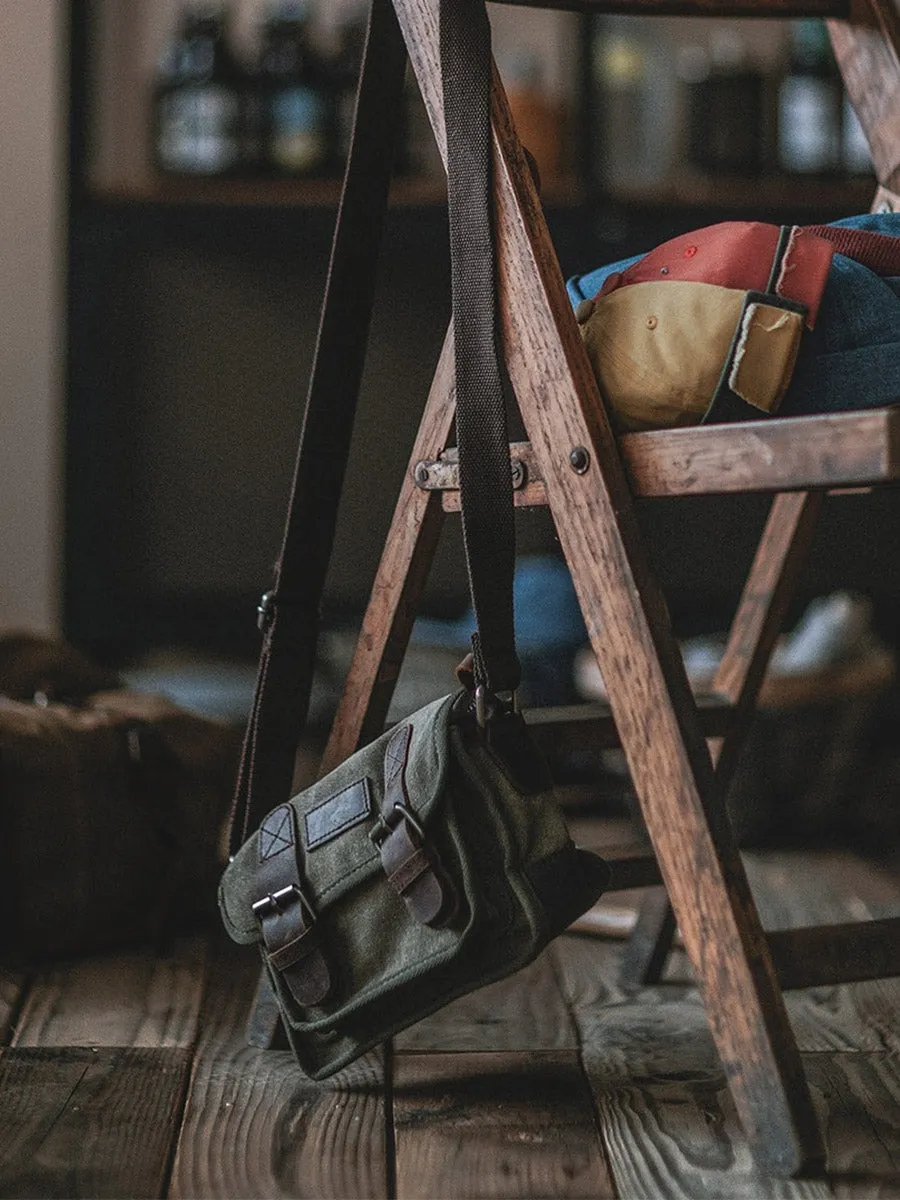 ARMY GREEN CANVAS MESSENGER BAG