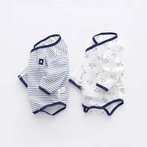 Baby Boy Stripes/Boats Print Onesie