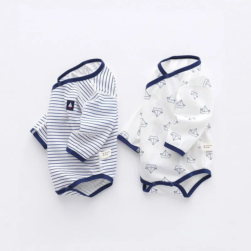 Baby Boy Stripes/Boats Print Onesie