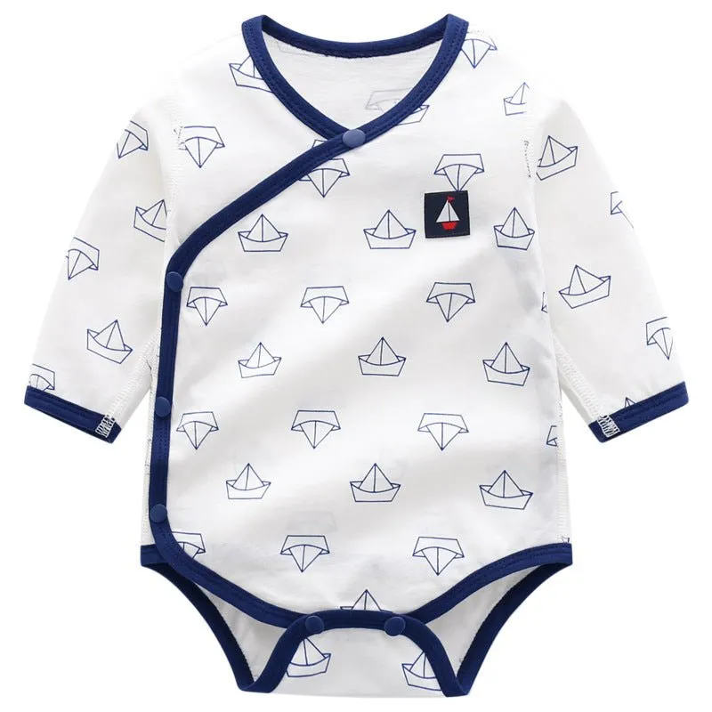 Baby Boy Stripes/Boats Print Onesie