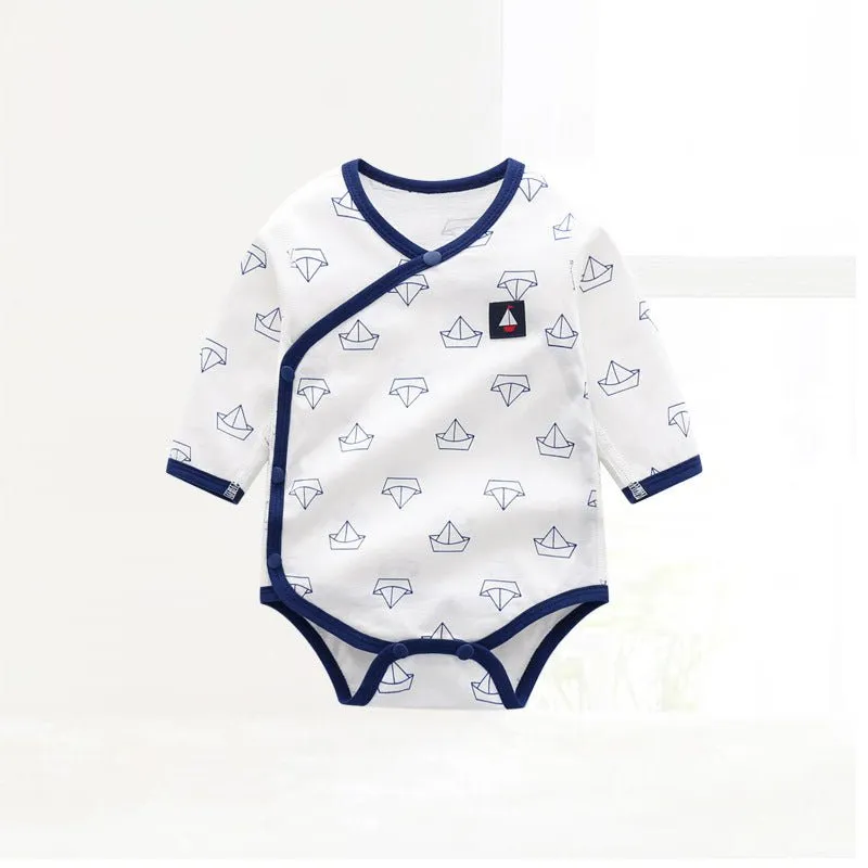 Baby Boy Stripes/Boats Print Onesie