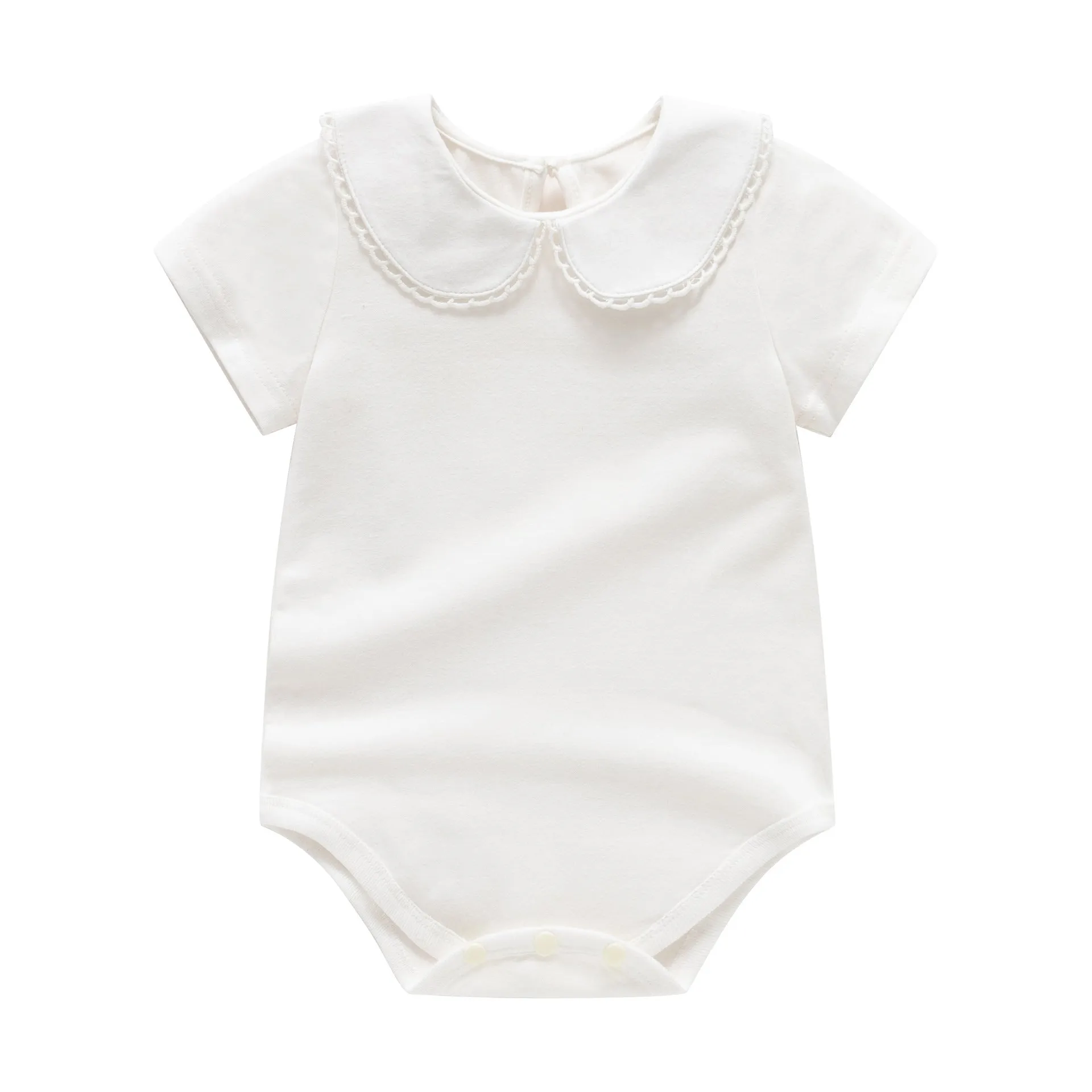 Baby Girl Cute Neckline White Short/Long Sleeve Onesie