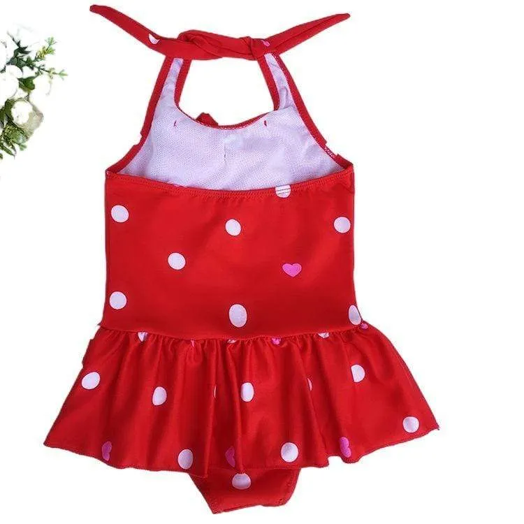 Baby/Toddler Girl Polka Dot Pattern Swimsuit & Cap