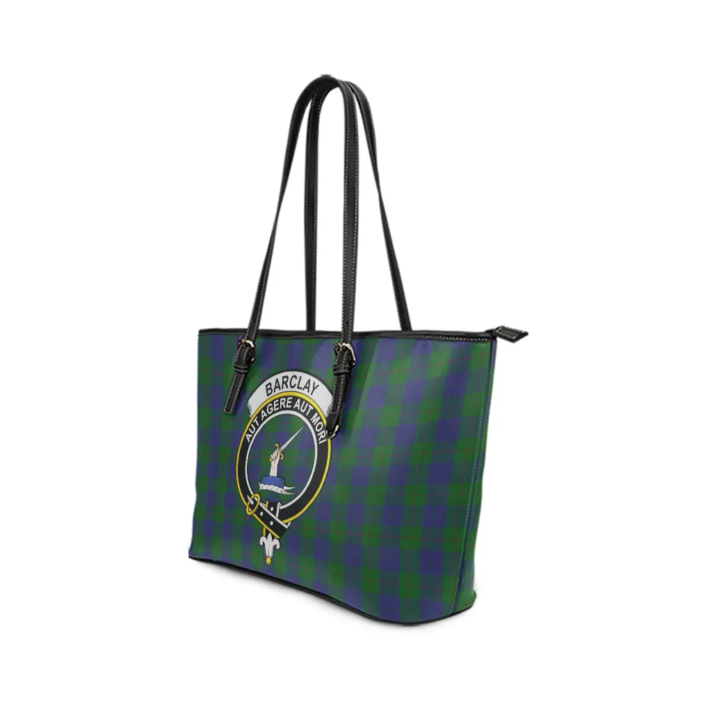 Barclay Tartan Leather Tote Bag with Family Crest