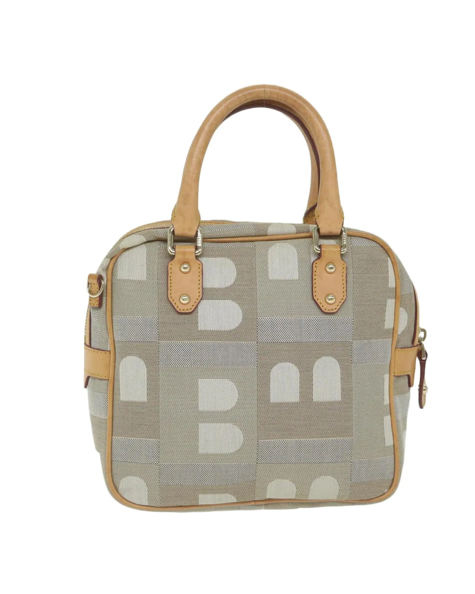 Beige Canvas Hand Bag with Accessories - C Rank