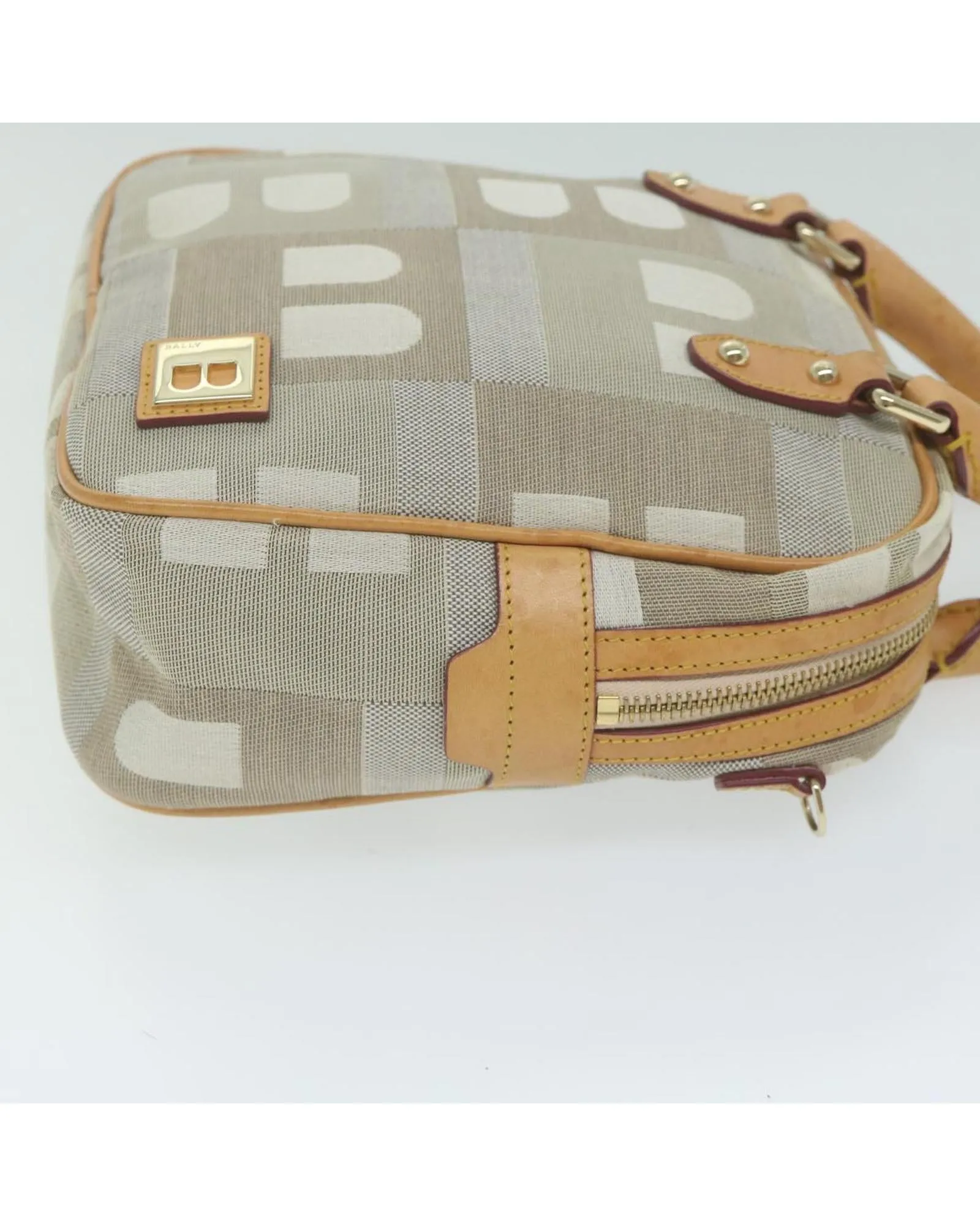 Beige Canvas Hand Bag with Accessories - C Rank