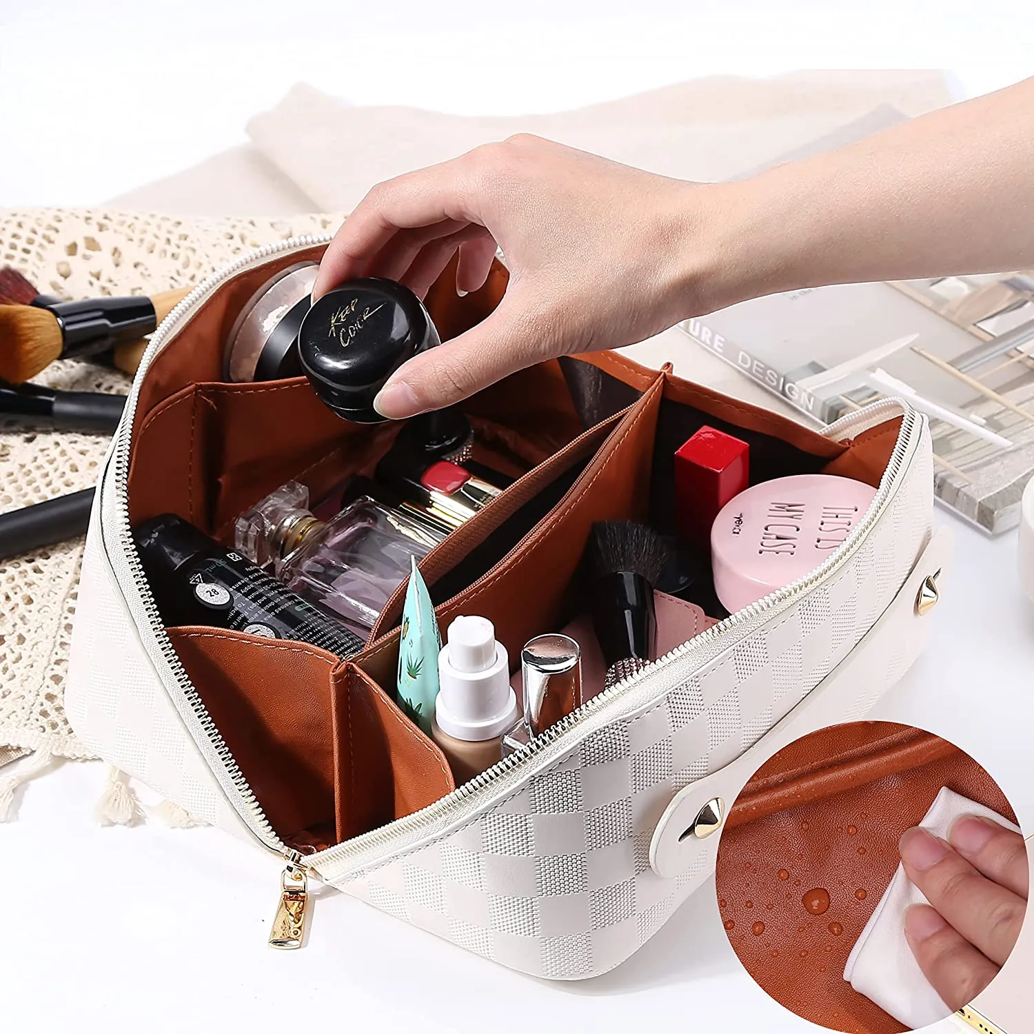 BelleTrésor™: Stylish Leather Makeup & Travel Pouch