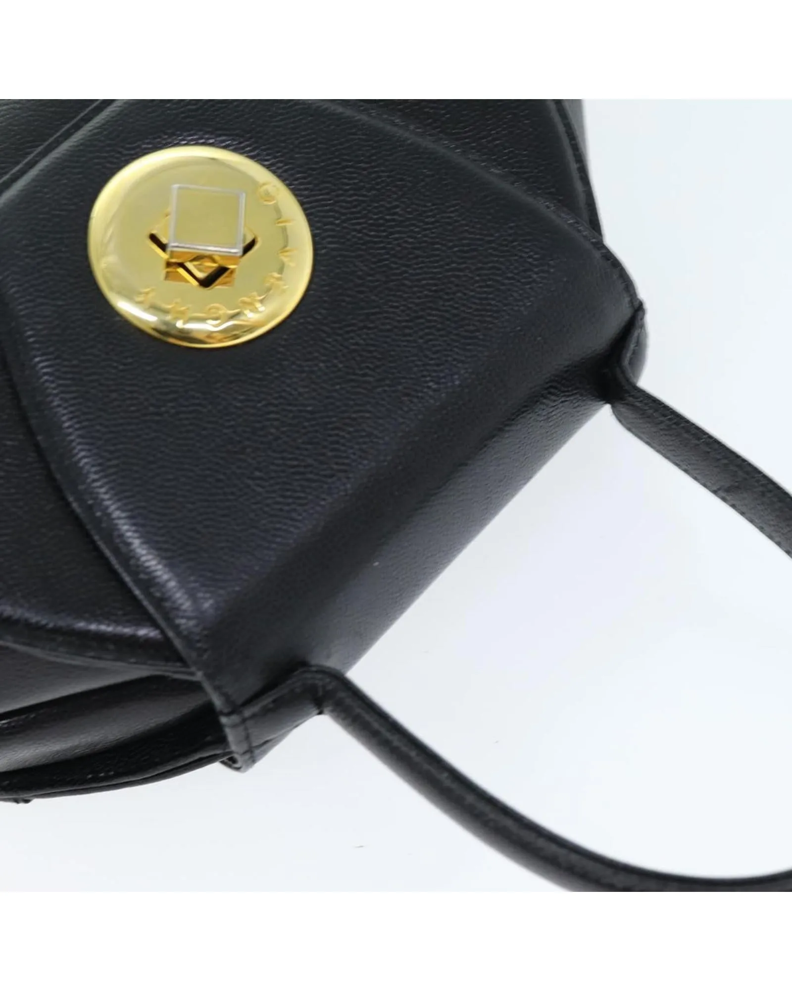 Black Leather Hand Bag with Dust Bag and Box (Rank C)