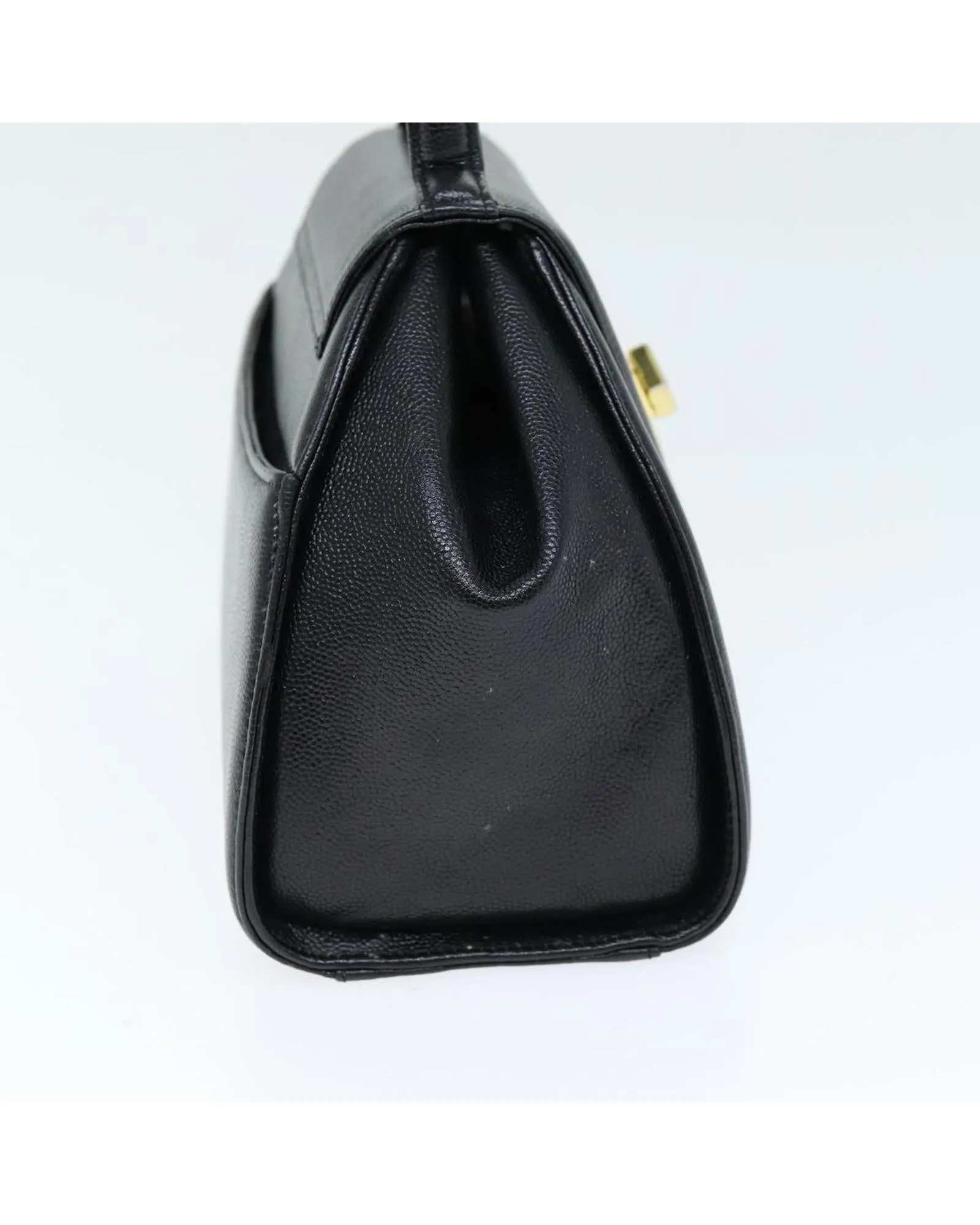 Black Leather Hand Bag with Dust Bag and Box (Rank C)