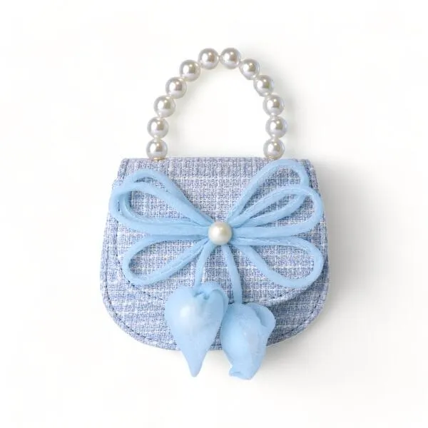 Blue Bowtie Tweed Purse