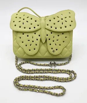 Chanel Lime Green Butterfly Classic Flap Bag