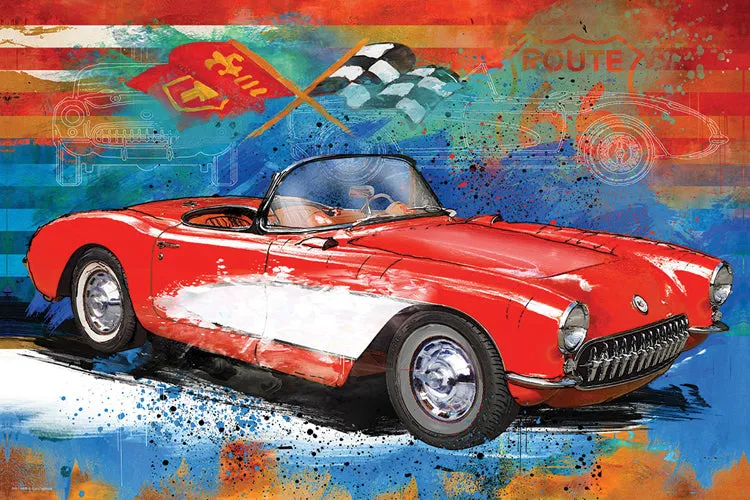 Chevrolet Corvette 1956 Model Sportscar Autophile Car Art Poster - Eurographics Inc.