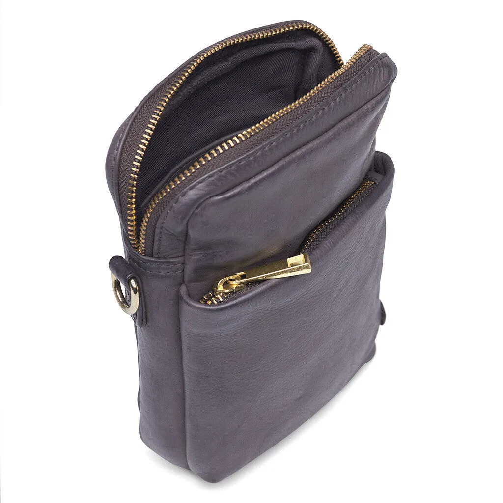 Classic mobile bag in soft leather quality / 15700 - Antracit