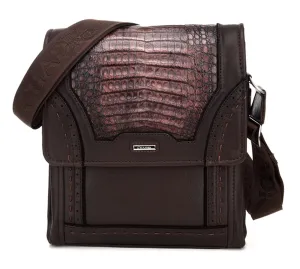 Cuadra Lumber Mocha Caiman Belly Messenger Bag