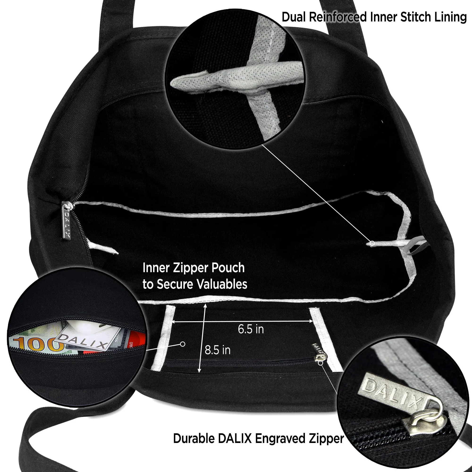 Dalix 23" Deluxe Soft Canvas Tote Bag