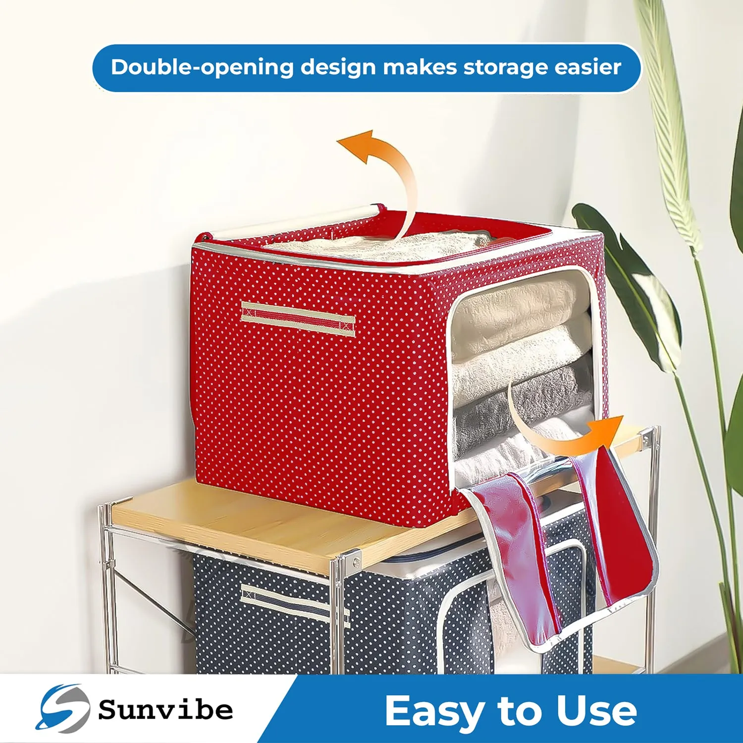 Double Sided Zipper Wardrobe Organizer with Durable Handle (1 Piece, Red)