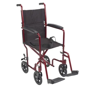 Drive Medical atc19-rd Lightweight Transport Wheelchair, 19" Seat, Red