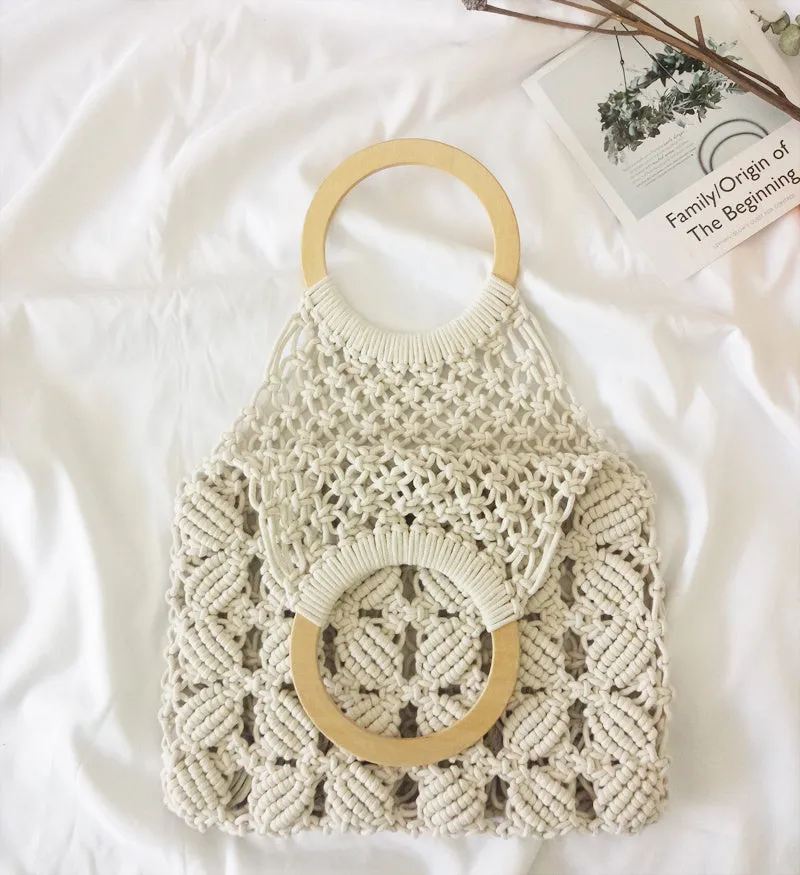 Fashion cotton rope straw hand bags