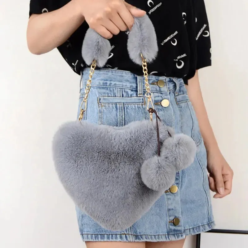 Fashion Heart Shape Bag Women's Handbag Shoulder Bag Cute Solid Color Coin Purse for Shiny Shoulder HandBag Tote Bags for Women