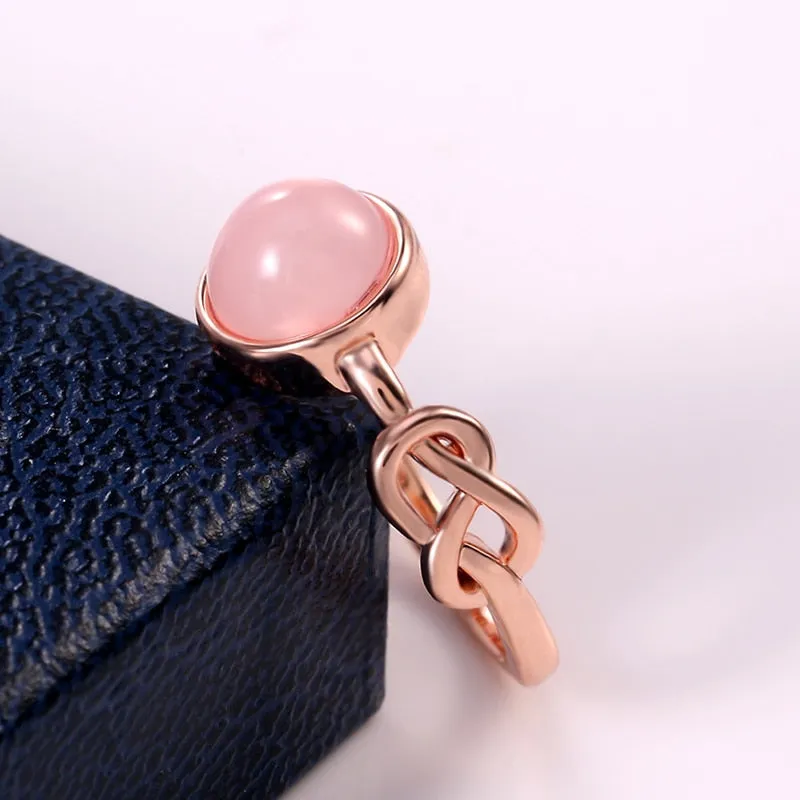 Fashion Jewelry Simple Pink Stone Solitaire Rings for Women in Silver Color