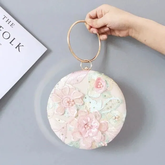 Flower Fairy Ancient Style Retro Round Embroidered Clutch Bag