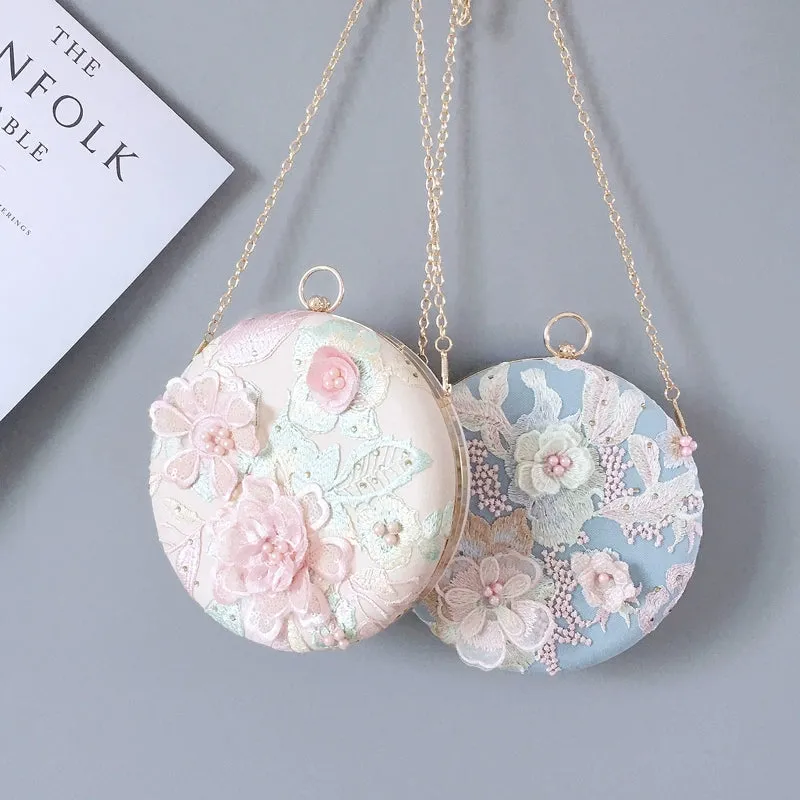 Flower Fairy Ancient Style Retro Round Embroidered Clutch Bag