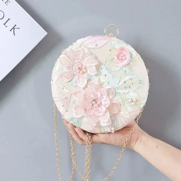 Flower Fairy Ancient Style Retro Round Embroidered Clutch Bag