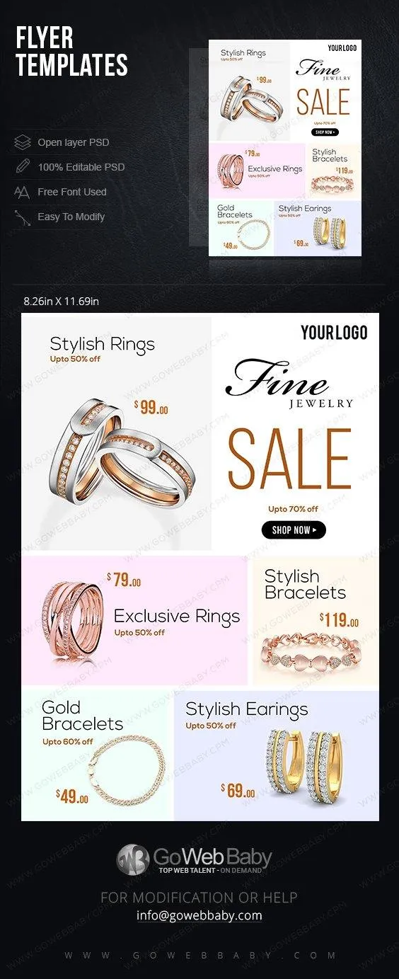 Flyer templates - Stylish Jewelry For Website Marketing