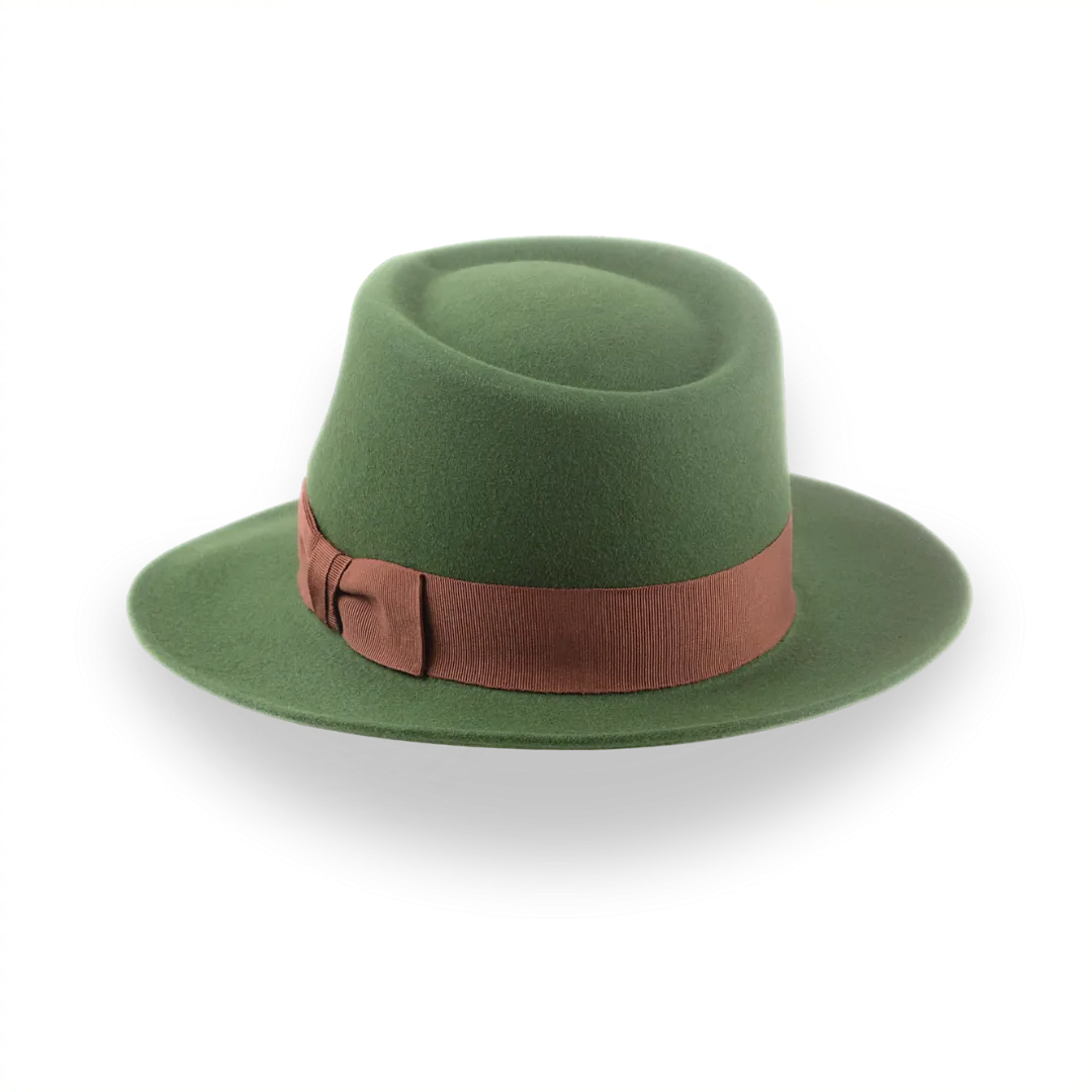 Forest Green Snap Brim Fedora in Stylish Fur Felt | The Sovereign