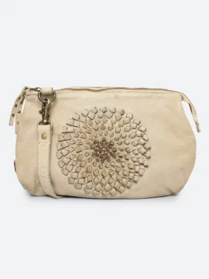 Glory: Cream Crossbody Sling Bag With Ombre 3D Flower