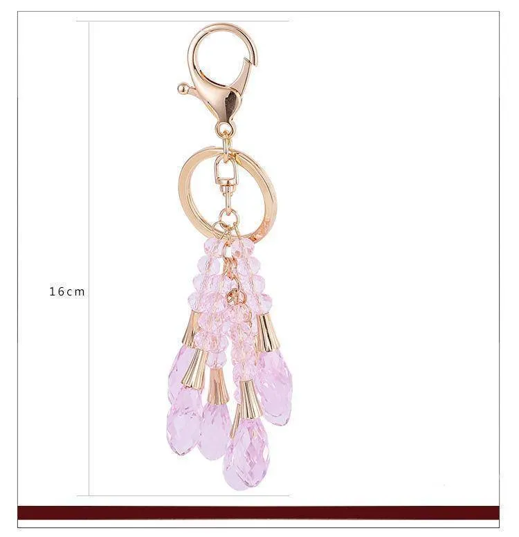 High Quality Crystal Bead Gold Key chain water drop Pendant