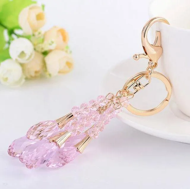 High Quality Crystal Bead Gold Key chain water drop Pendant