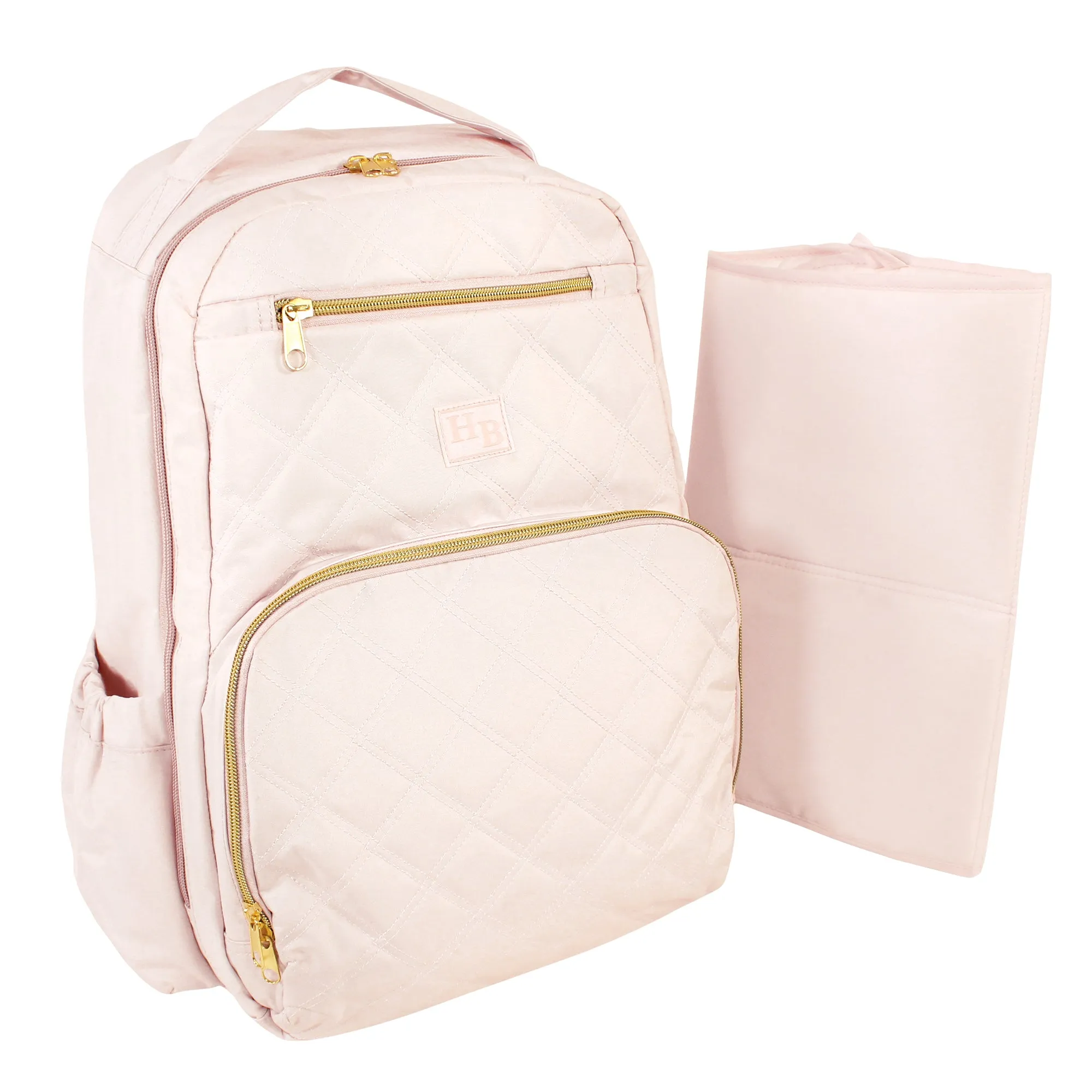 Hudson Baby Premium Diaper Bag Backpack and Changing Pad, Powder Pink