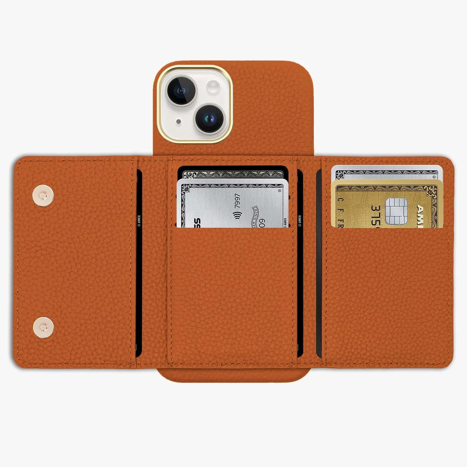 iPhone 13 Leather Case with MagSafe Trifold Wallet Set