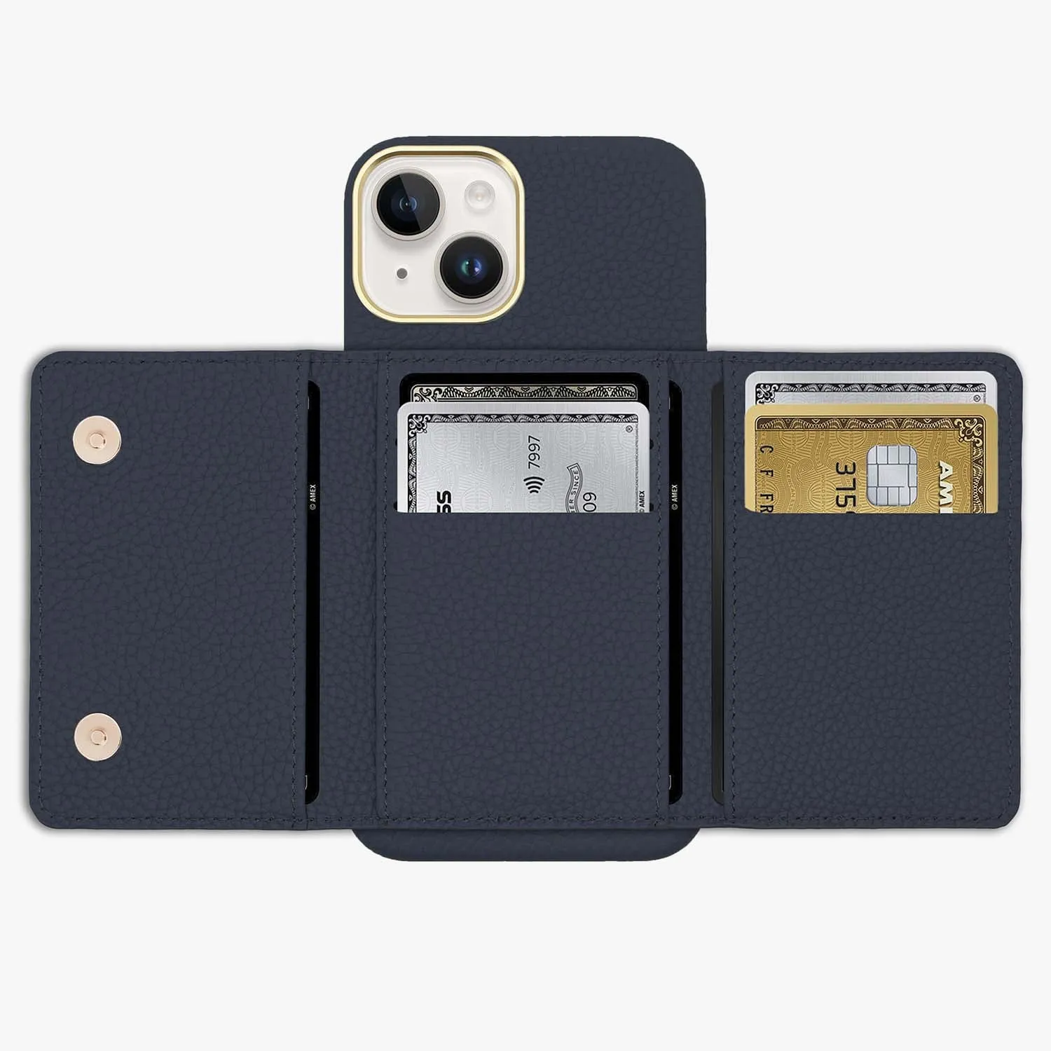 iPhone 13 Leather Case with MagSafe Trifold Wallet Set