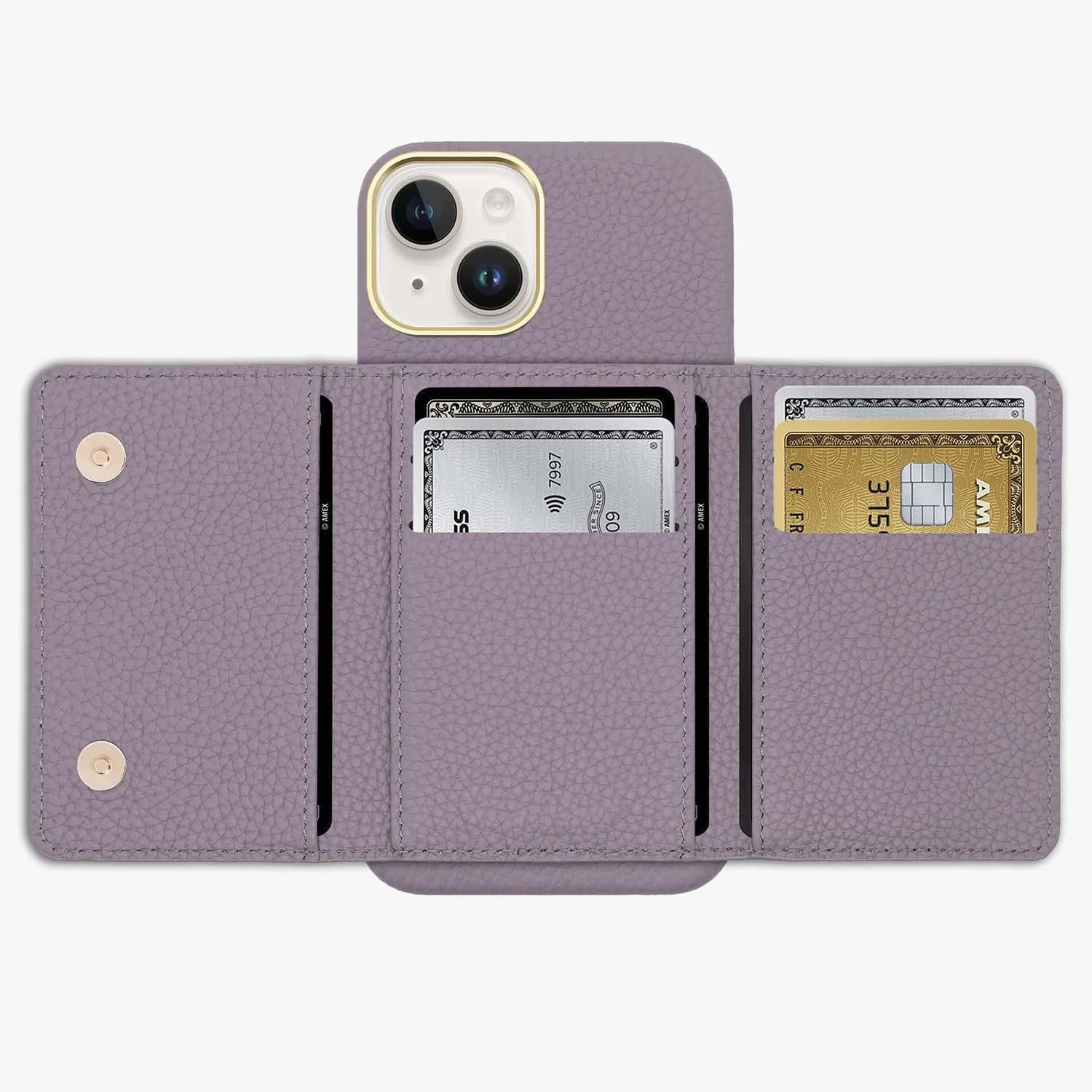 iPhone 13 Leather Case with MagSafe Trifold Wallet Set