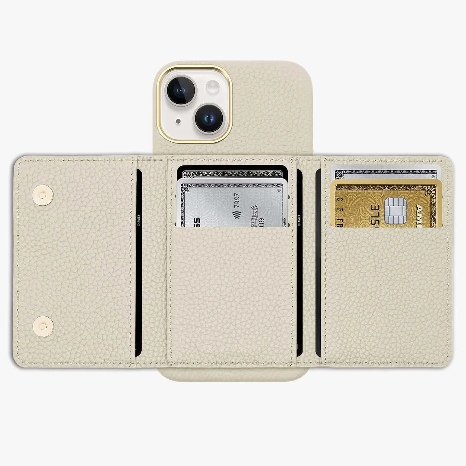 iPhone 14 Leather Case with MagSafe Trifold Wallet Set