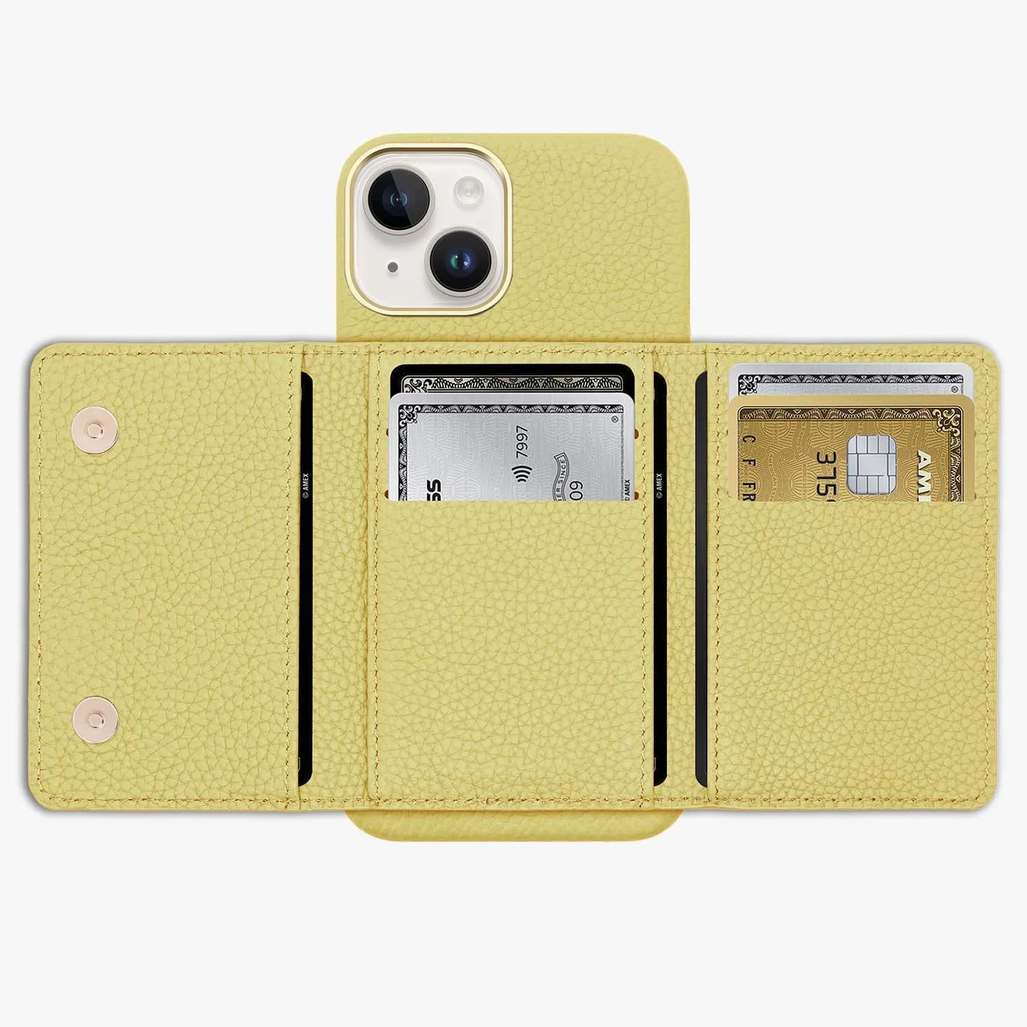 iPhone 14 Leather Case with MagSafe Trifold Wallet Set