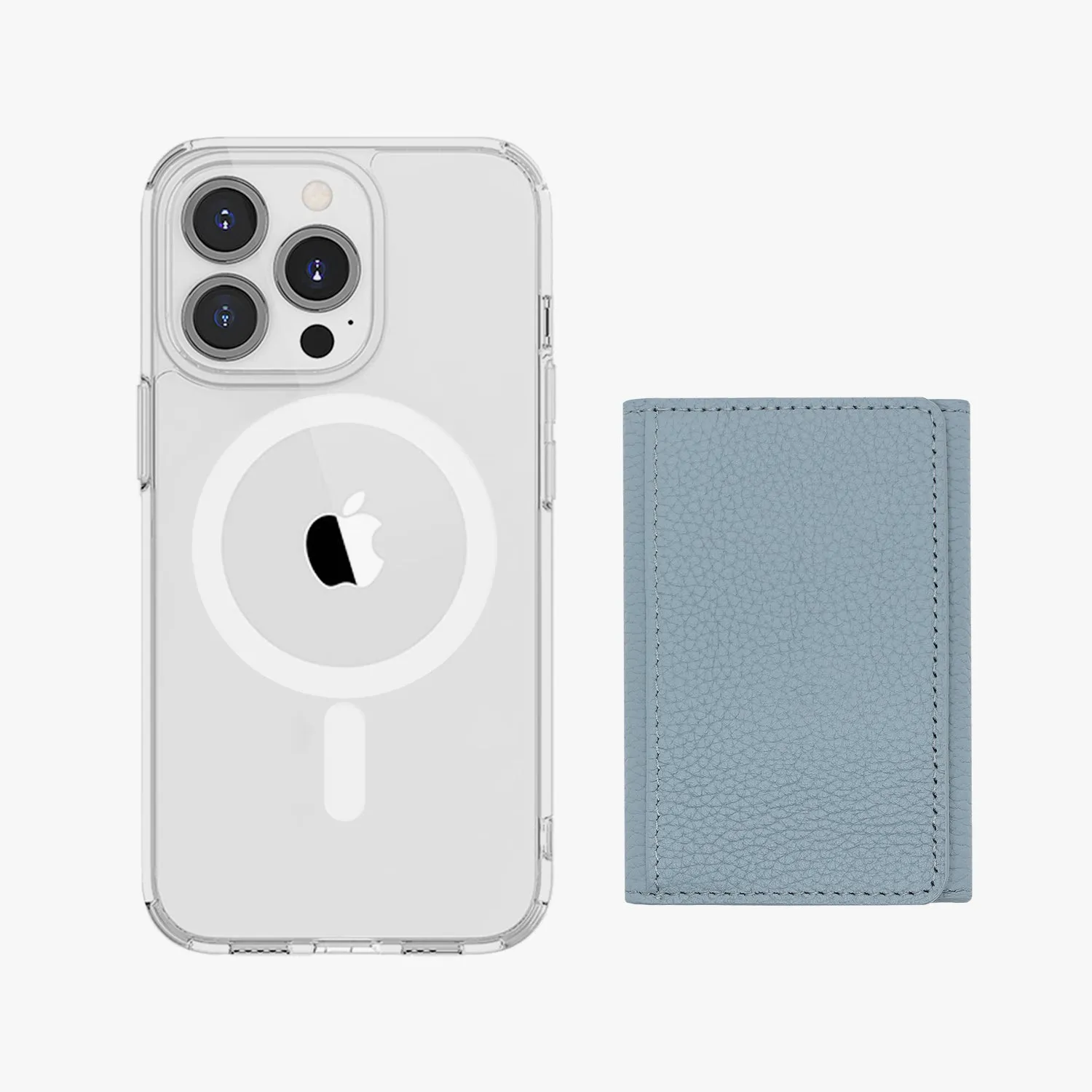 iPhone 14 Pro Max HD Clear Case with MagSafe Trifold Wallet Set