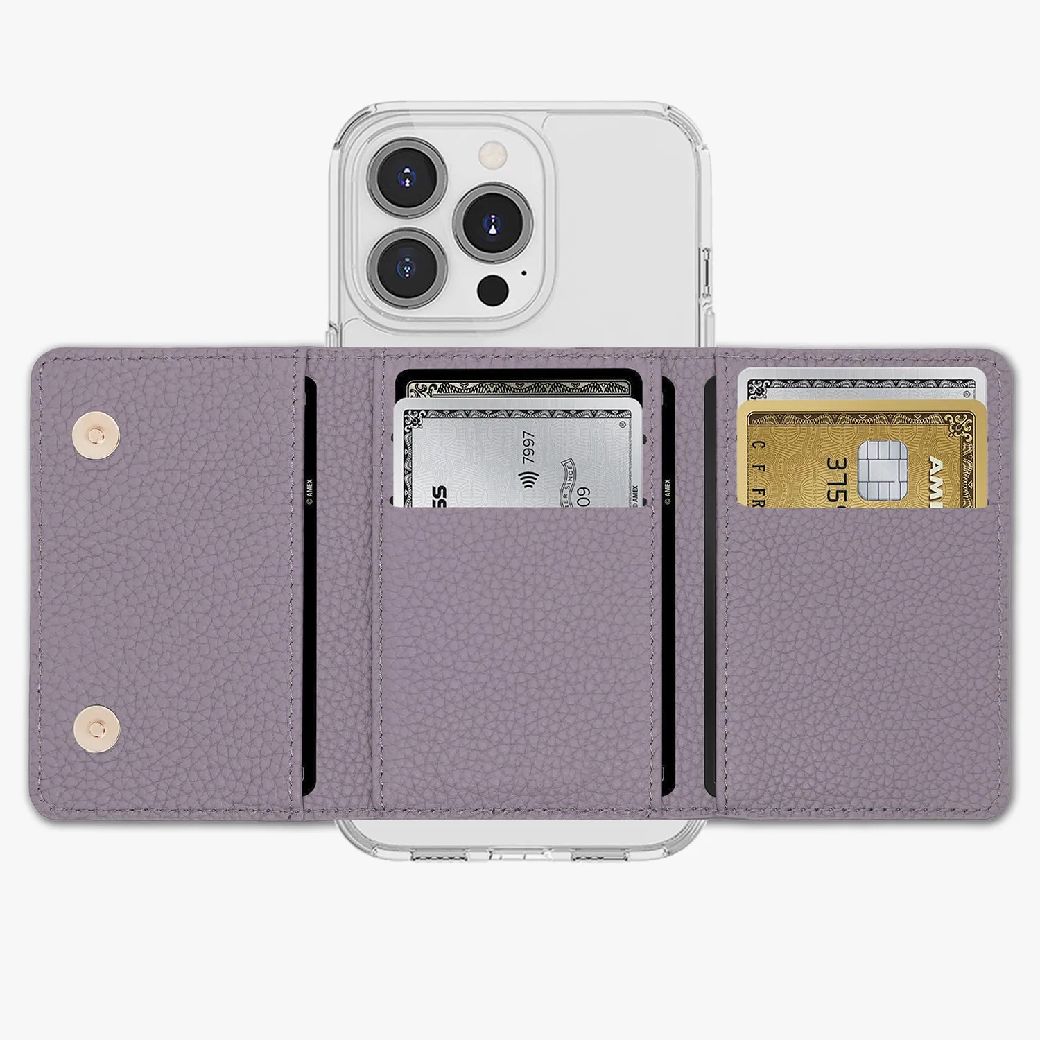 iPhone 14 Pro Max HD Clear Case with MagSafe Trifold Wallet Set