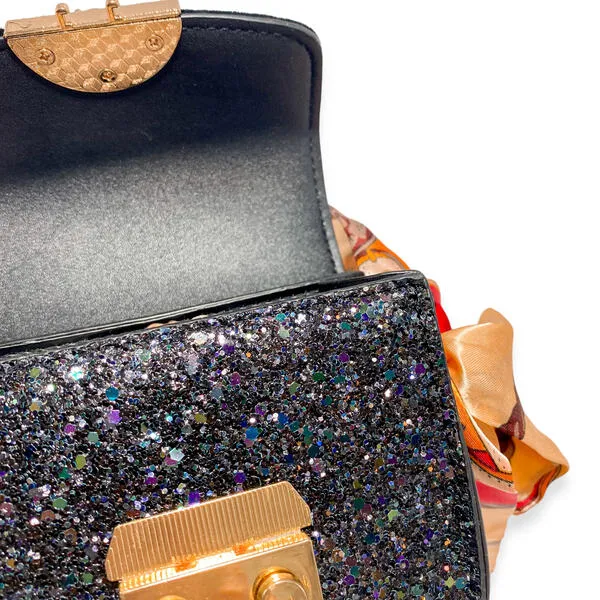 Jewel Glitter Mini Purse - black