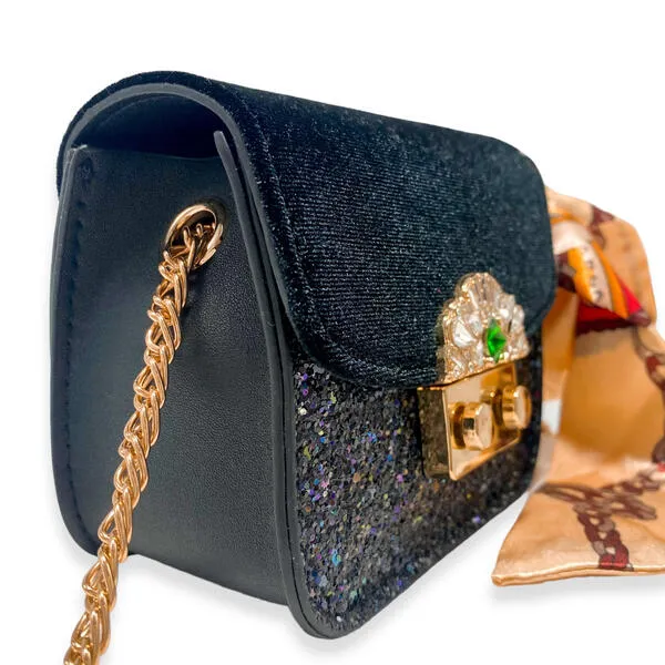 Jewel Glitter Mini Purse - black