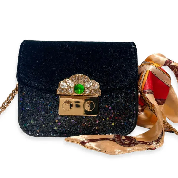 Jewel Glitter Mini Purse - black