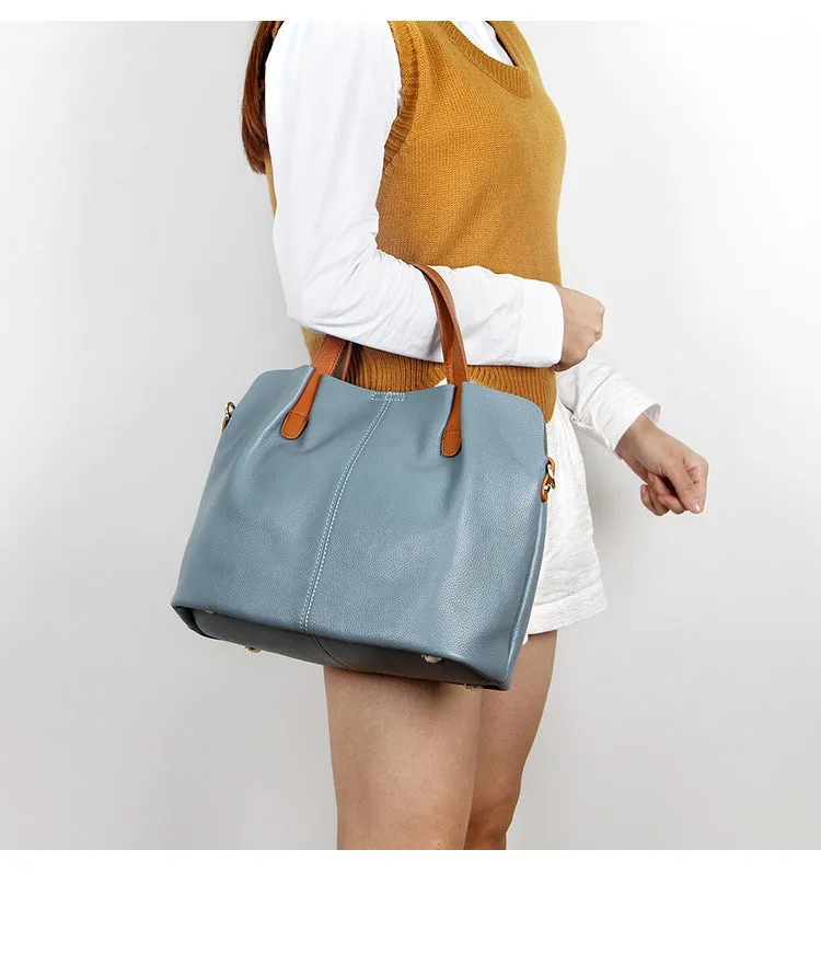 Leather bag mother bag soft leather tote bag