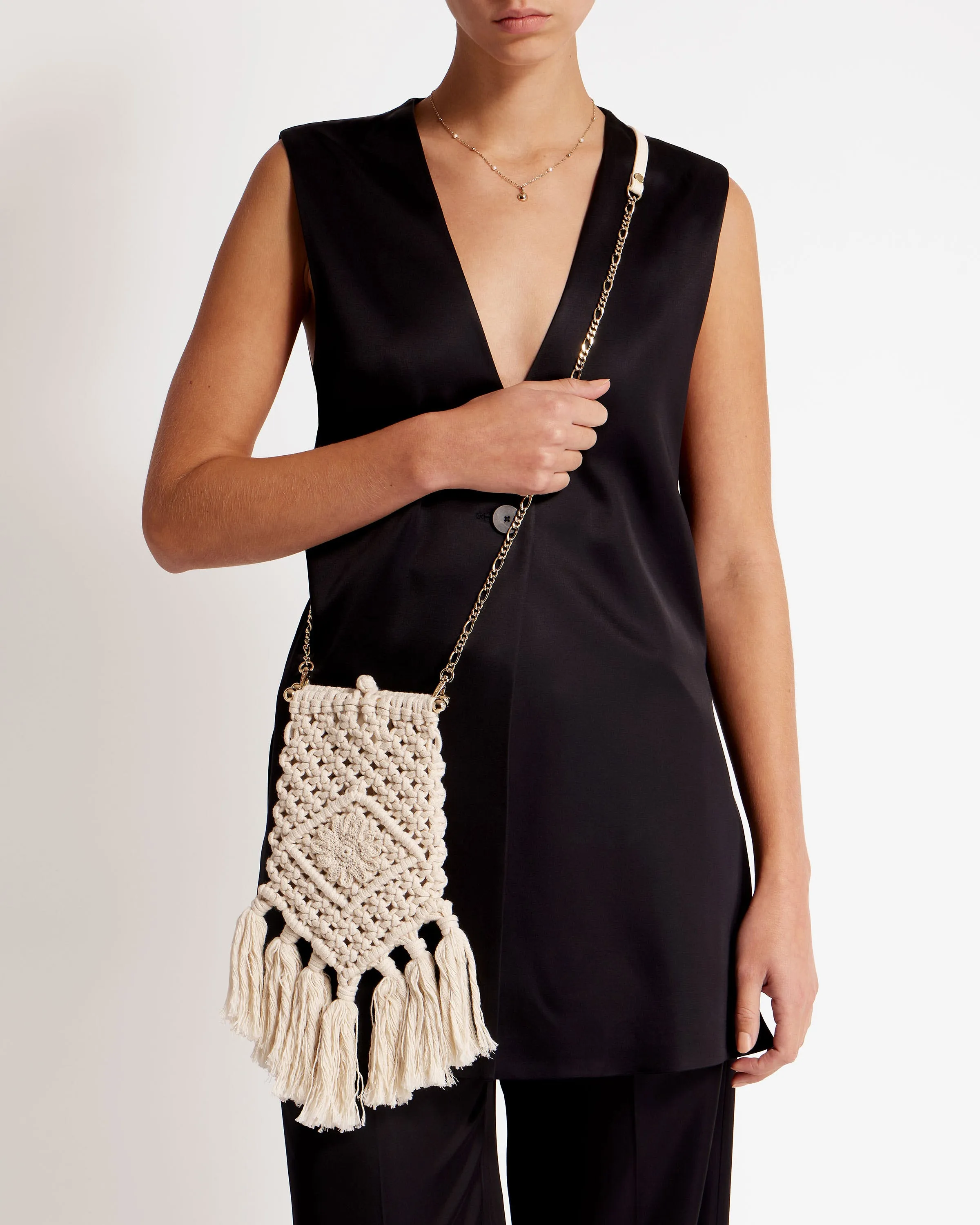 Macrame Bag - Cotton/Vegan Leather