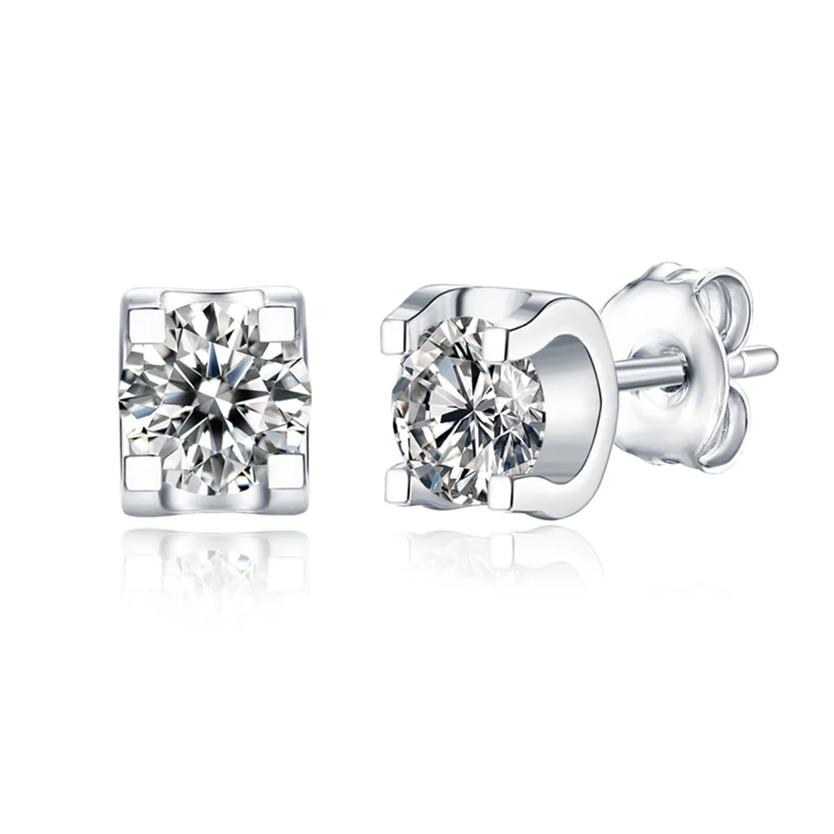 Monfort Moissanite Solitaire Tulip Stud Earrings