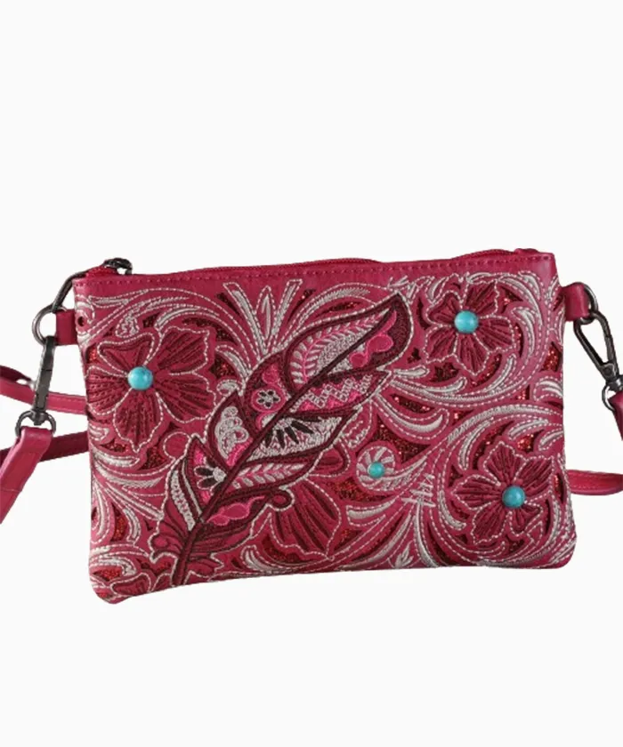 Montana West Embroidered Floral Clutch Crossbody Bag