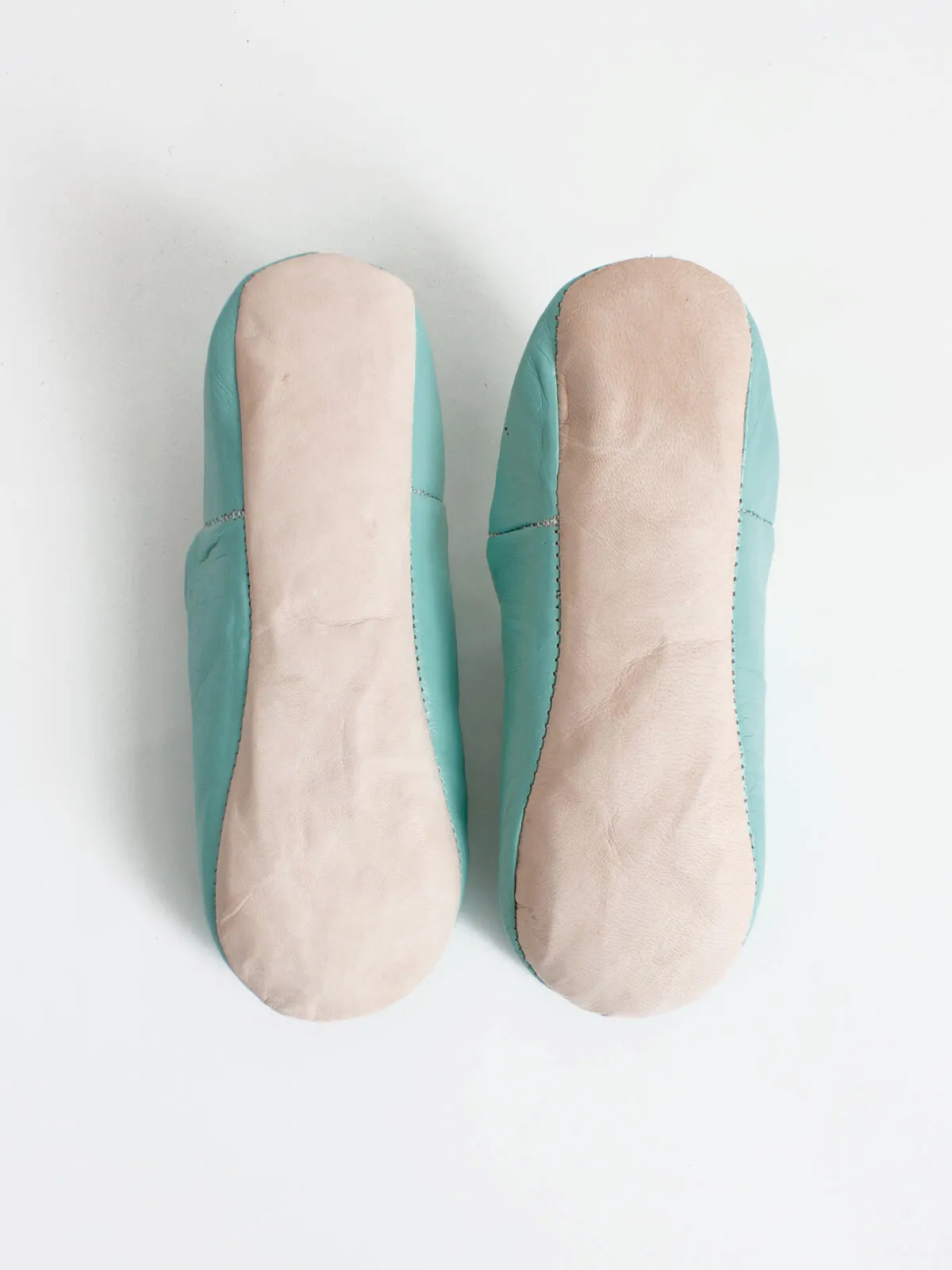 Moroccan Babouche Basic Slippers, Duck Egg